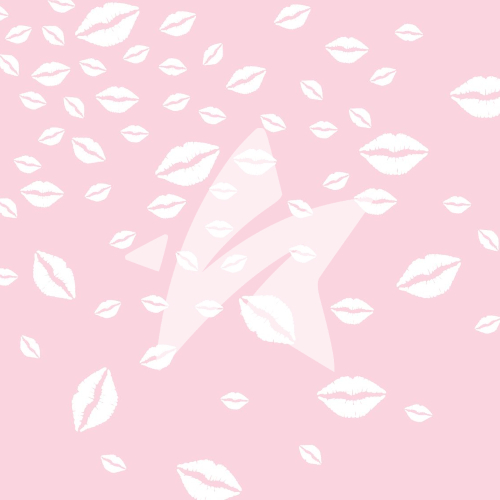 Designpapier - Designline - Kisses - Hintergrund Rosa - Kussmund