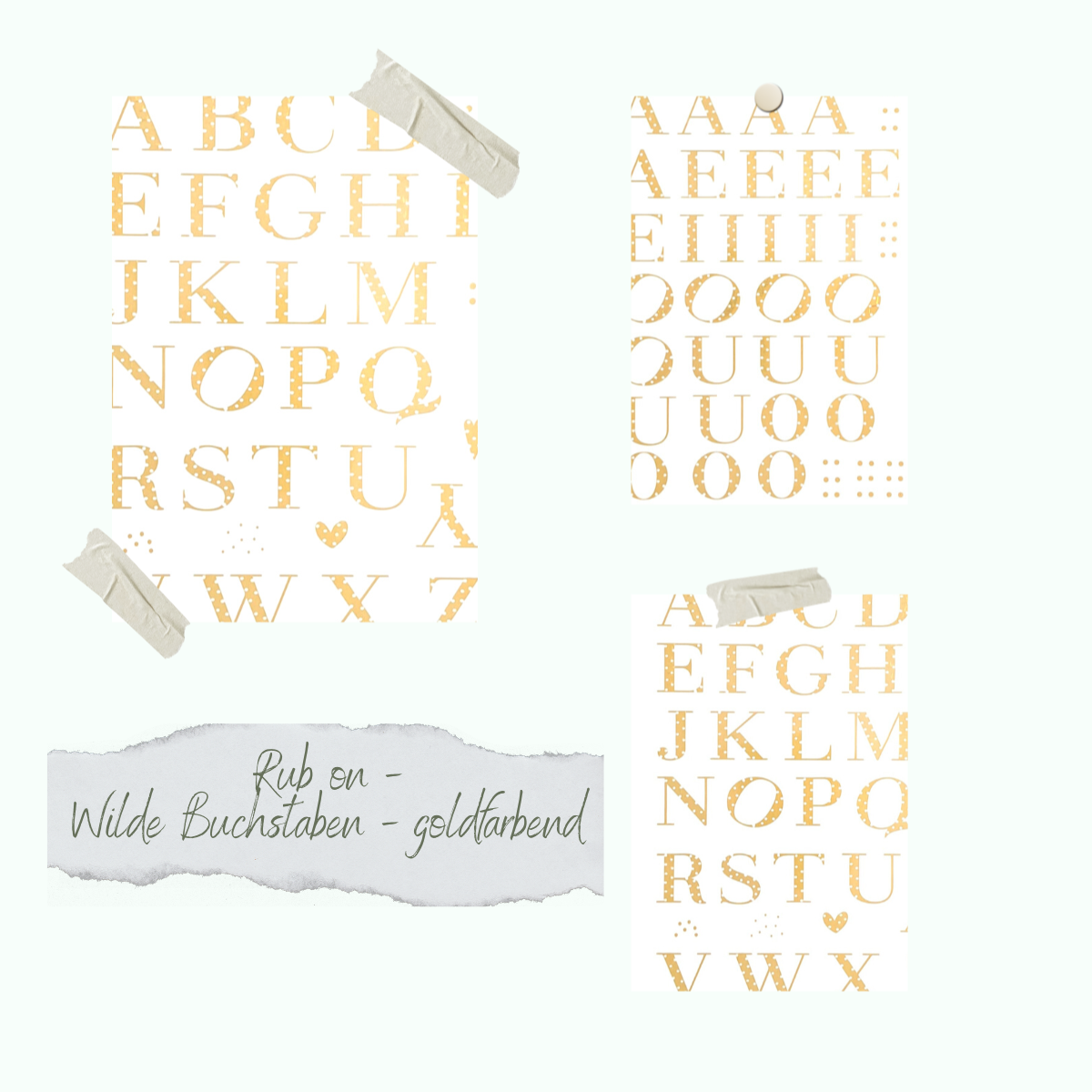 Rub-Ons - Wilde Buchstaben - goldfarbend - A5 - 3 Bögen