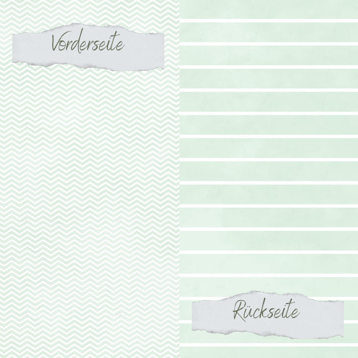 Designpapier - Basic - Babymint - Breite Linien + Zickzack - Doppelseitig bedruckt