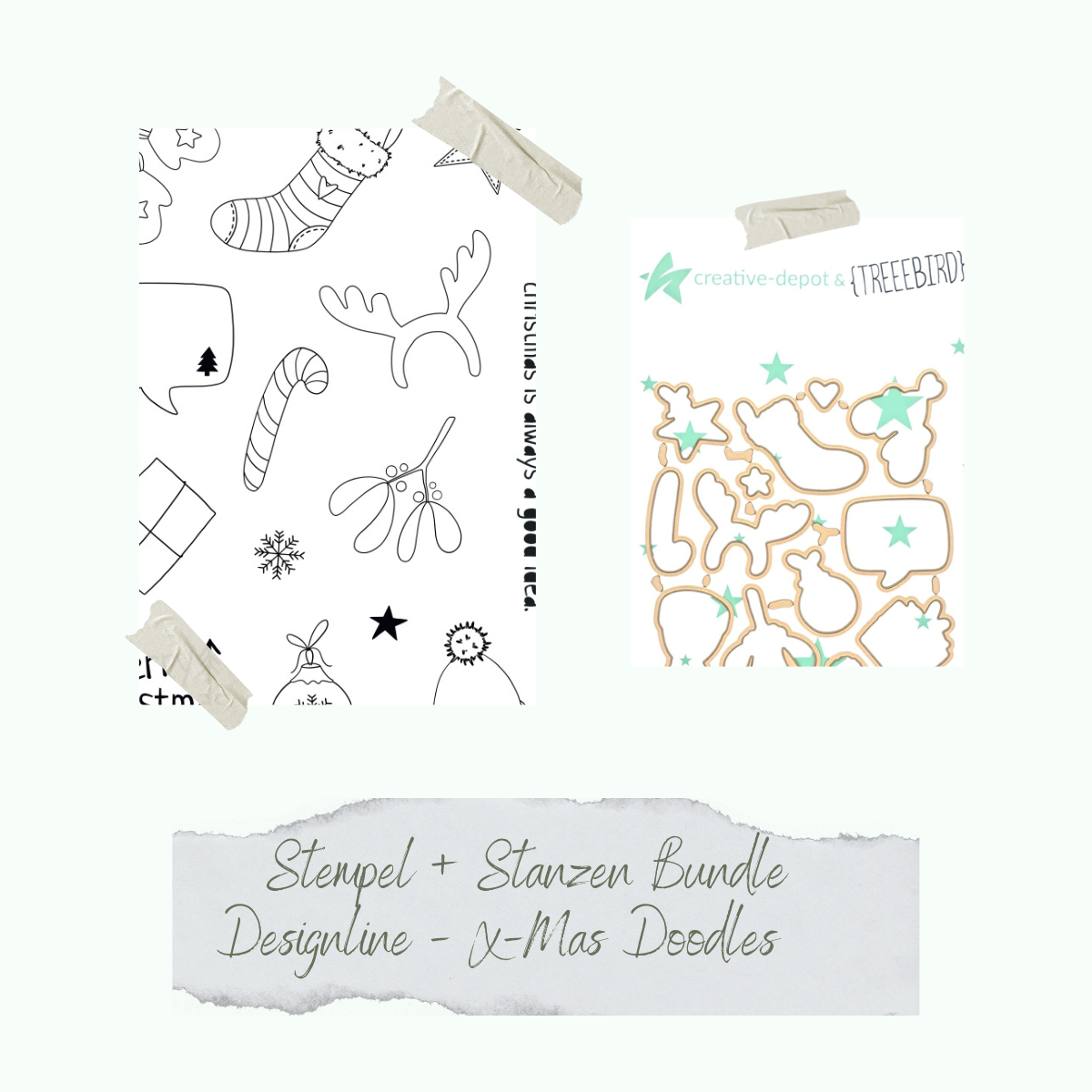 Bundle - Designline - X-Mas Doodles - Stempelset & Stanzen