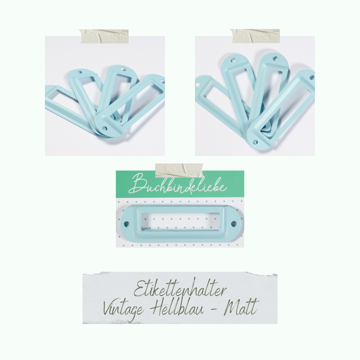 Etikettenhalter - Vintage Hellblau - Matt - Buchbindeliebe