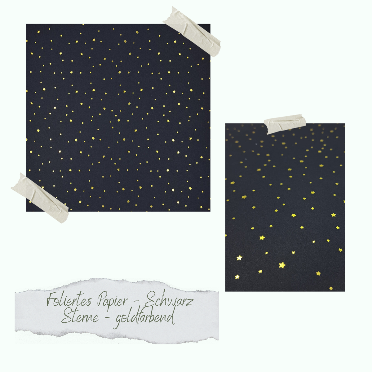 Foliertes Papier - Schwarz - Sterne - goldfarbend