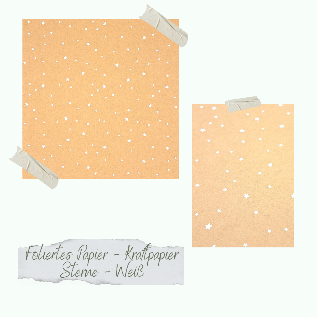 Foliertes Papier - Kraftpapier - Sterne - Weiß