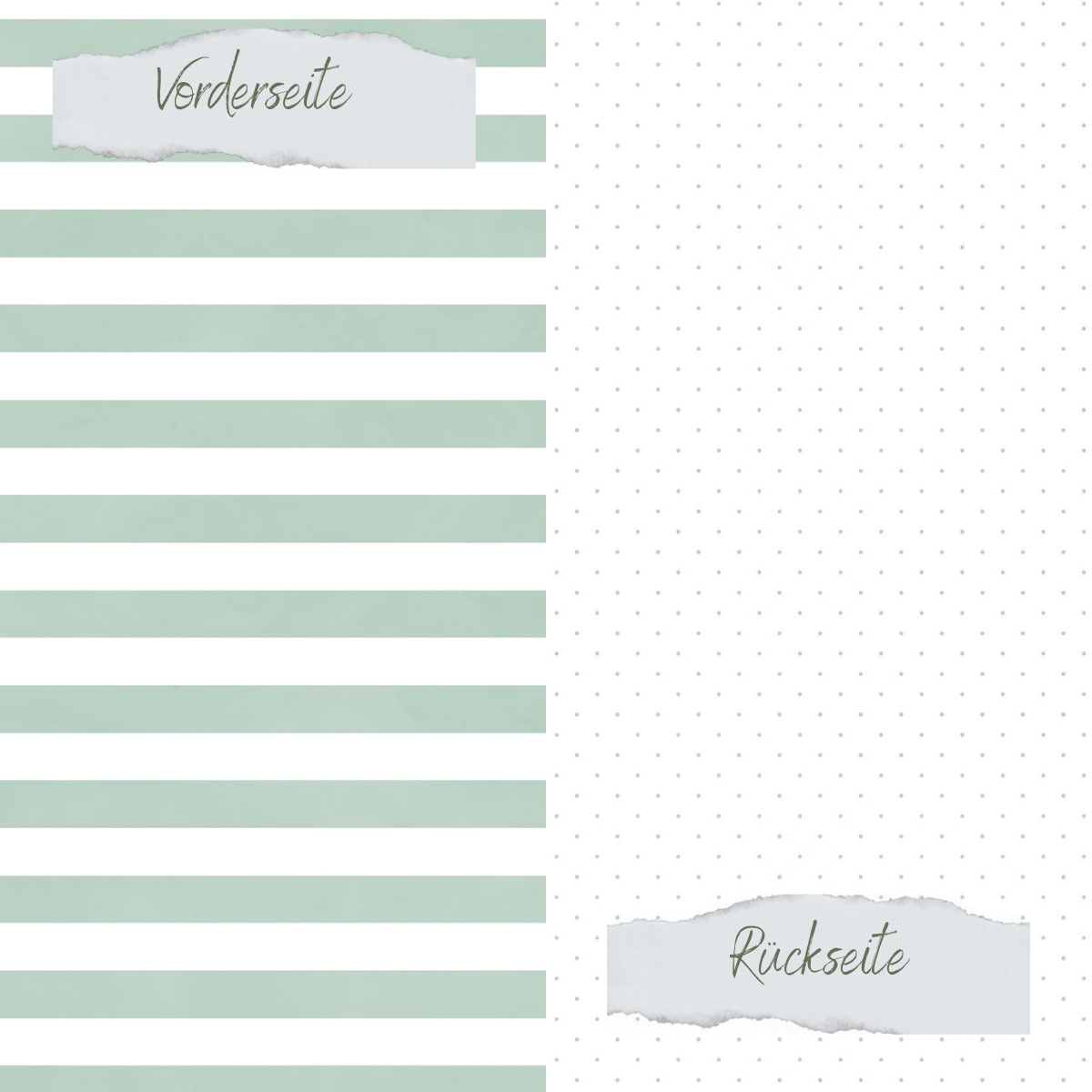 Designpapier - Basic - Vintage Mint - Gepunktet + Breite Streifen - Doppelseitig bedruckt