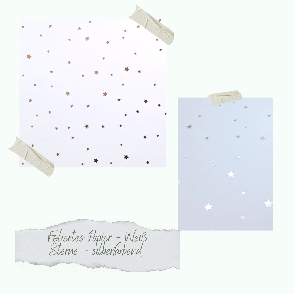 Foliertes Papier - Weiß - Sterne - silberfarbend
