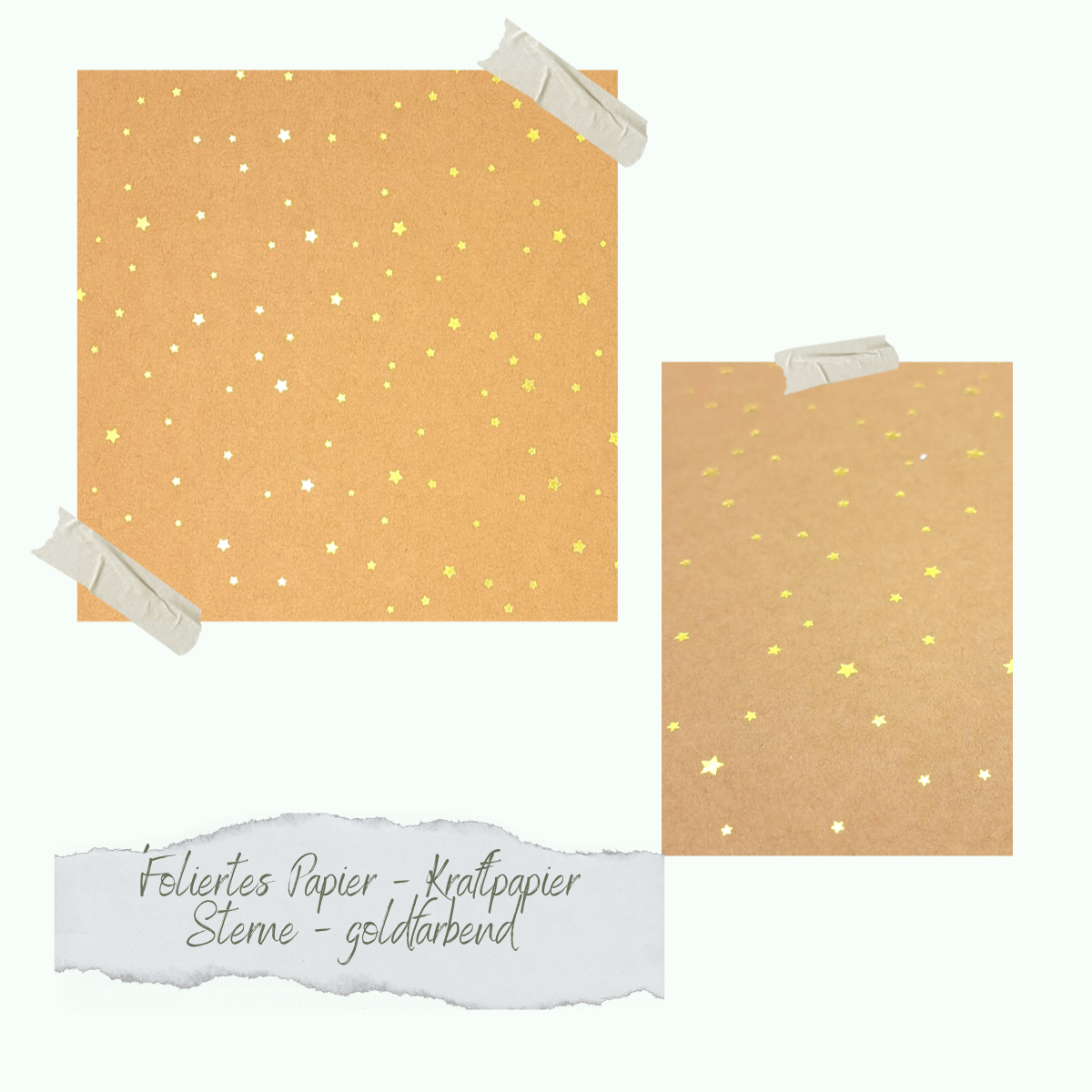 Foliertes Papier - Kraftpapier - Sterne - goldfarbend