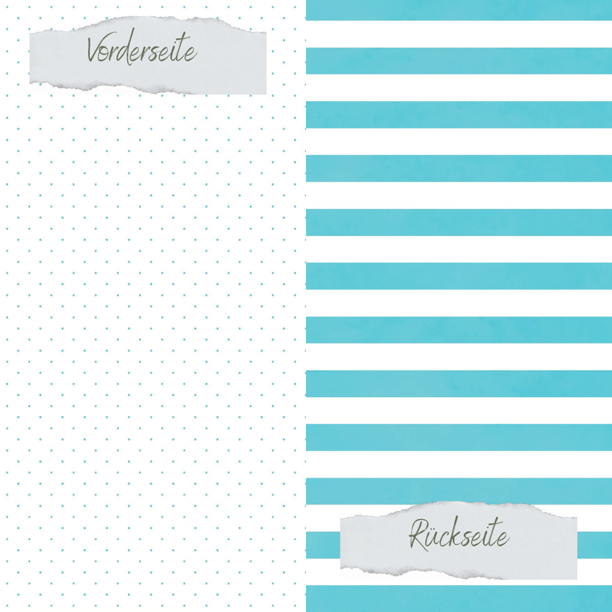 Designpapier - Basic - Pool - Gepunktet + Breite Streifen - Doppelseitig bedruckt