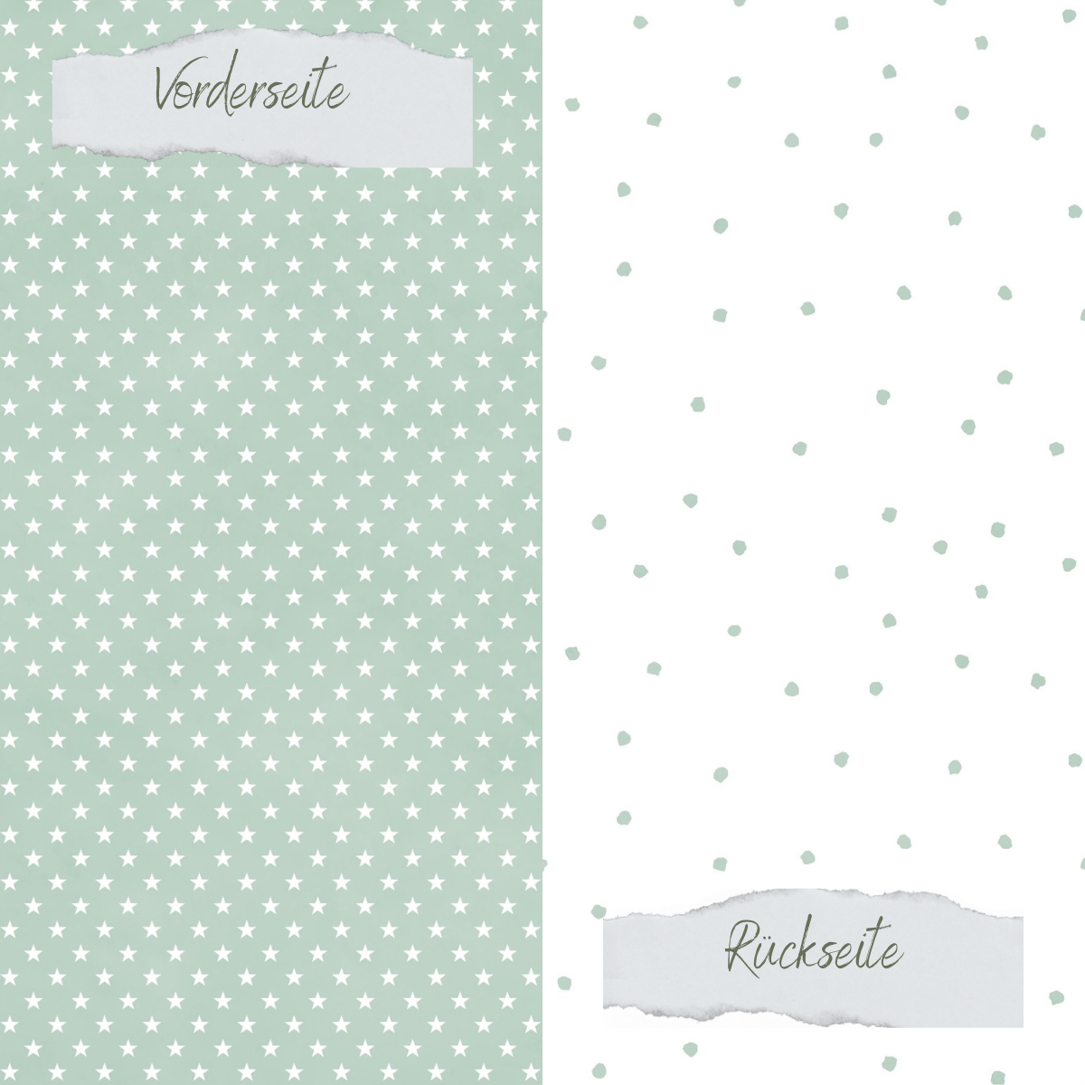 Designpapier - Basic - Vintage Mint - Tupfen + Sternchen - Beidseitig bedruckt