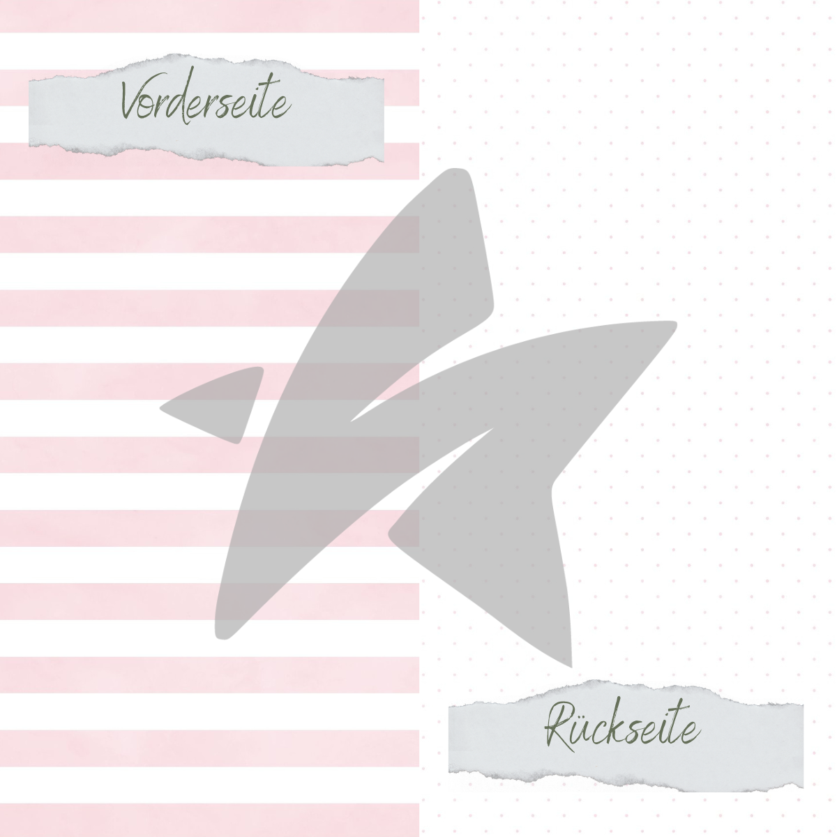 Designpapier - Basic - Baby Rosa - Gepunktet + Breite Streifen - Doppelseitig bedruckt