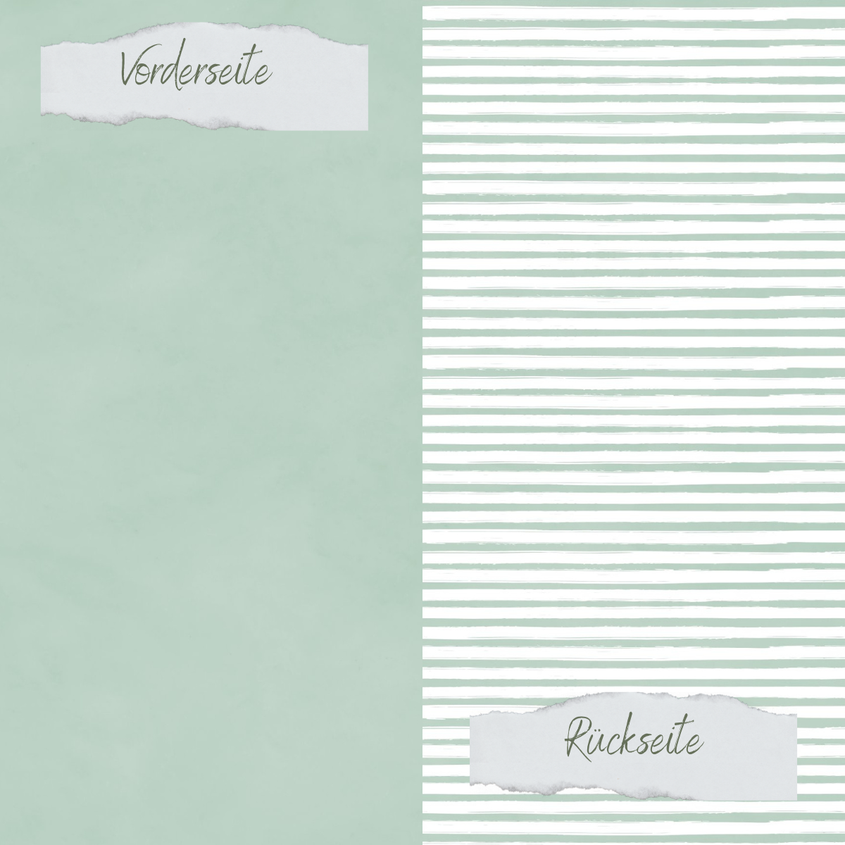 Designpapier - Basic - Vintage Mint - Streifen + Uni - Doppelseitig bedruckt