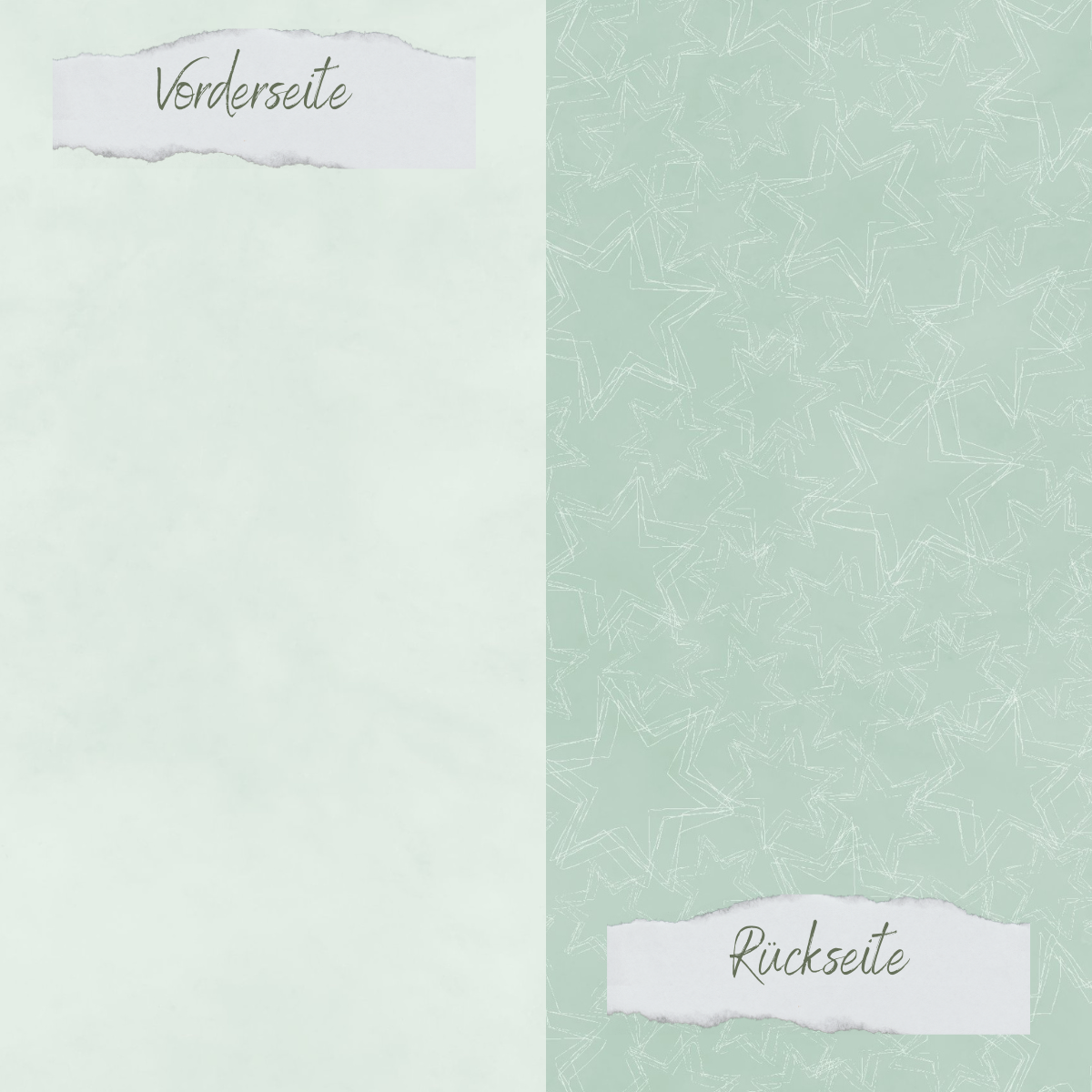 Designpapier - Basic - Vintage Mint - Doodle Sterne + Uni hell - Doppelseitig bedruckt