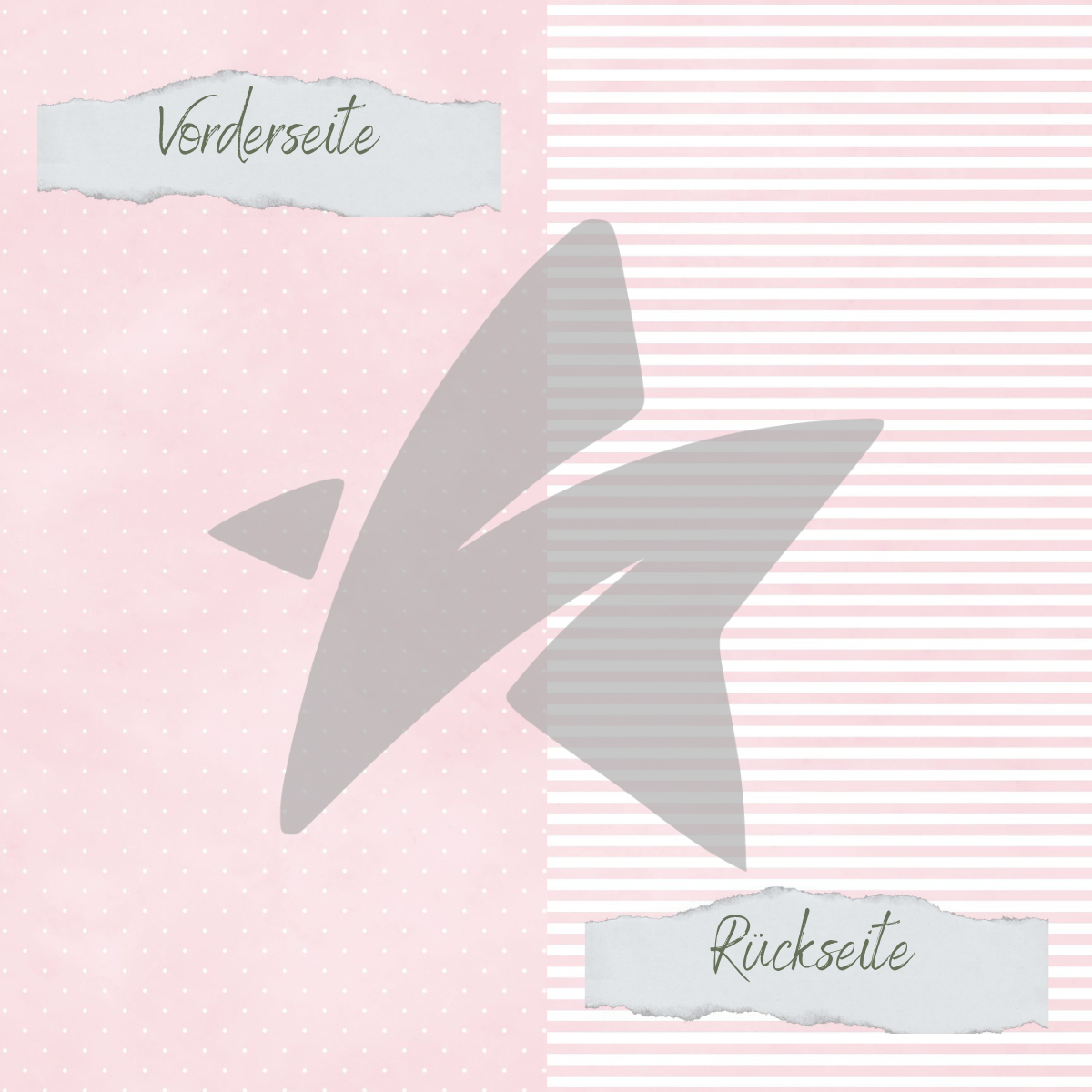 Designpapier - Basic - Baby Rosa - Mini Pünktchen + Schmale Streifen - Doppelseitig bedruckt