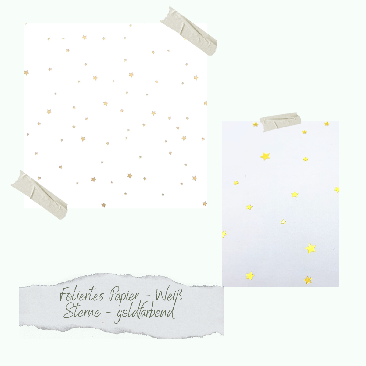 Foliertes Papier - Weiß - Sterne - goldfarbend