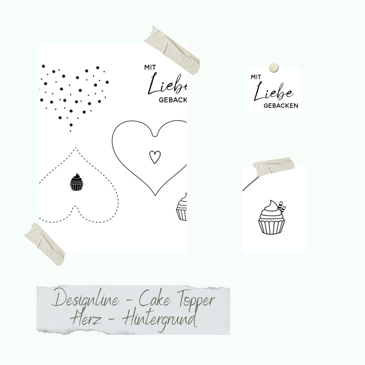 Stempelset Designline - Cake Topper Herz - Hintergrund