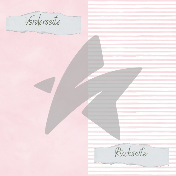 Designpapier - Basic - Baby Rosa - Streifen + Uni - Doppelseitig bedruckt