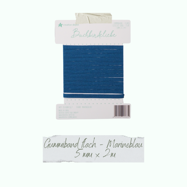 Gummiband - Marineblau - flach - Buchbindeliebe