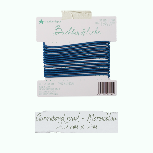 Gummiband - Marineblau - rund - Buchbindeliebe