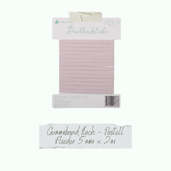 Gummiband - Pastell Flieder - flach - Buchbindeliebe