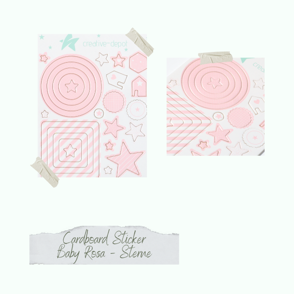 Cardboard Sticker - Baby Rosa - Sterne