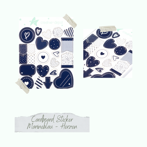 Cardboard Sticker - Marineblau - Herzen